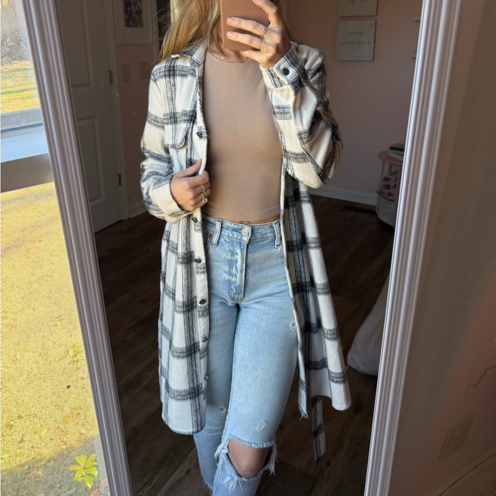 Plaid Trench Coat Shacket